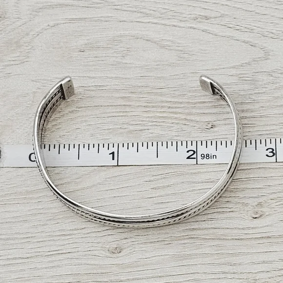 Vintage Tahe Sterling Silver Navajo Double Twisted Rope Cuff Bracelet 25g